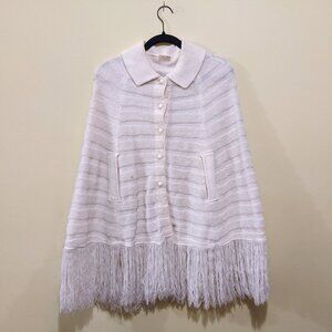 TRUE VINTAGE 60s-70s knit poncho cape sweater with fringe